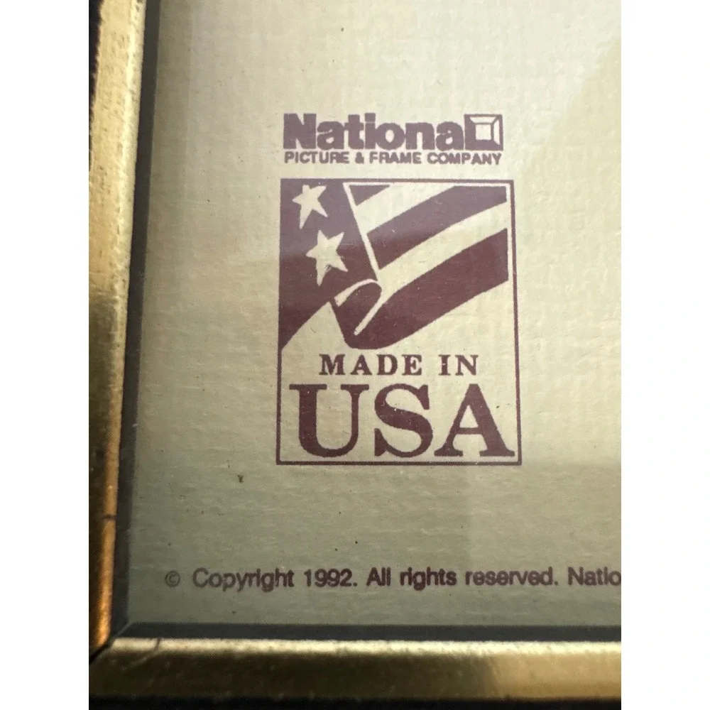 Vintage 1992 National Picture Frame Co 5x7 Green Marble Gold Trim Made in USA